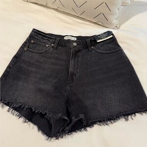 Abercrombie & Fitch Black Jean Shorts Distressed High-Waisted, curve love